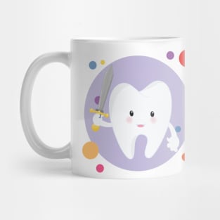 Hero Tooth Warior With Sword Kawaii Cute Design Mug